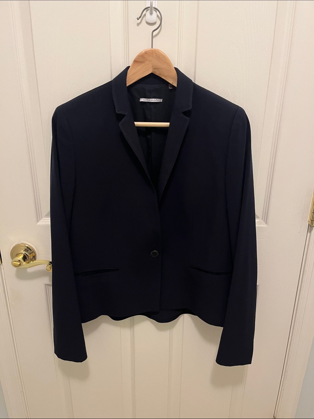 Tahari Dark Navy Single-Button Blazer